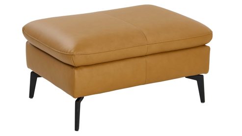 Polsterhocker modulmaster aus Leder in Gelb Modulmaster MM-PN1183 - XL-Polsterhocker kurkumafarbenes Leder Vivre & schwarze Metallfüße W010-M01 - ca. 86 x 64 cm