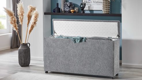 Bettkasten comfortmaster besser sitzen, liegen, leben aus Stoff in Grau Comfortmaster Molto - Bettbox grauer Webstoff 2-6989