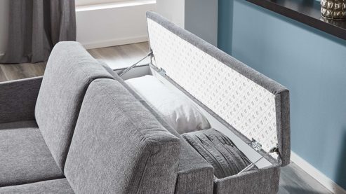 Bettkasten comfortmaster besser sitzen, liegen, leben aus Stoff in Grau Comfortmaster Molto - Bettbox grauer Webstoff 2-6989
