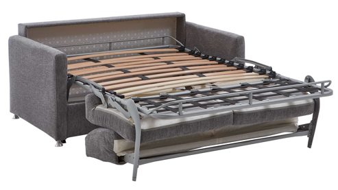 Schlafsofa comfortmaster besser sitzen, liegen, leben aus Stoff in Grau Comfortmaster Schlafsofa Molto mit Faltbett-Funktion grauer Webstoff 2-6989& Chromfüße - Breite ca. 156 cm