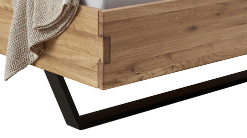Bettgestell WOODS & TRENDS aus Holz in Holzfarben 3S frankenmöbel Bettgestell BE-0588 geölte Wildeiche & schwarzes Metall - Liegefläche ca. 180 x 200 cm