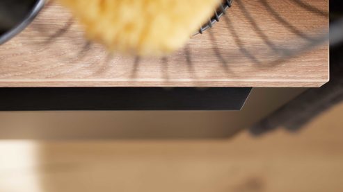 Badmöbel-Set Interliving aus Holz in Schwarz Interliving Bad Serie 7340 - Waschtischkombination Mattschwarz & Vikings Oak – Breite ca. 145 cm