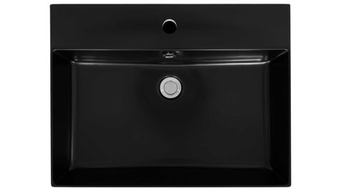 Badmöbel-Set Interliving aus Holz in Schwarz Interliving Bad Serie 7340 - Waschtischkombination Mattschwarz & Vikings Oak – Breite ca. 100 cm