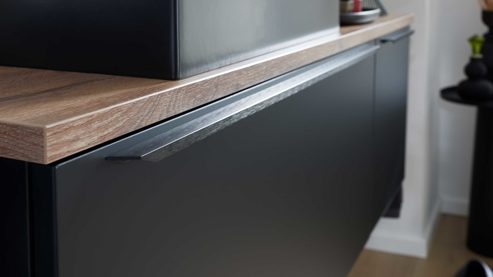 Badmöbel-Set Interliving aus Holz in Schwarz Interliving Bad Serie 7340 - Waschtischkombination Mattschwarz & Vikings Oak – Breite ca. 100 cm