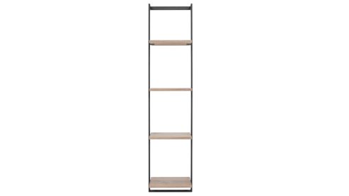 Wandregal Interliving aus Holz in Holzfarben Interliving Bad Serie 7340 – Wandregal Vikings Oak & mattschwarzes Metall - vier Böden