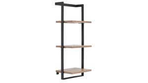 Wandregal Interliving aus Holz in Holzfarben Interliving Bad Serie 7340 – Wandregal Vikings Oak & mattschwarzes Metall - drei Böden
