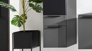 Midischrank Interliving aus Holz in Grau Interliving Bad Serie 7317 - Midi-Hängeschrank Schiefergrau - Höhe ca. 130 cm