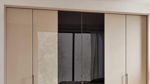 Passepartout Interliving aus Holz in Hellgrau Interliving Kleiderschrank Serie 1205 – Passepartoutrahmen Kieselgrau - für ca. 300 cm Breite