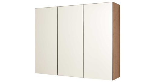 Spiegelschrank Interliving aus Holz in Holzfarben Interliving Bad Serie 7402 – Spiegelschrank mit Aufsatzleuchte Havanna Eiche – Breite ca. 90 cm