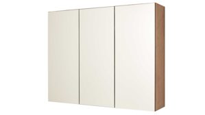 Spiegelschrank Interliving aus Holz in Holzfarben Interliving Bad Serie 7402 – Spiegelschrank mit Aufsatzleuchte Havanna Eiche – Breite ca. 90 cm