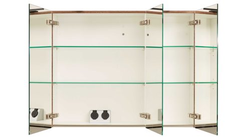 Spiegelschrank Interliving aus Holz in Holzfarben Interliving Bad Serie 7402 – Spiegelschrank mit Aufsatzleuchte Havanna Eiche – Breite ca. 90 cm