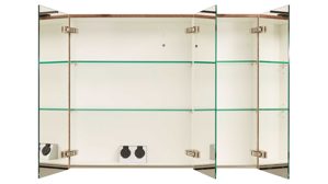 Spiegelschrank Interliving aus Holz in Holzfarben Interliving Bad Serie 7402 – Spiegelschrank mit Aufsatzleuchte Havanna Eiche – Breite ca. 90 cm