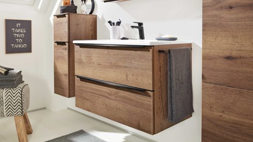 Badmöbel-Set Interliving aus Holz in Holzfarben Interliving Bad Serie 7402 – Badmöbel-Set Havanna Eiche