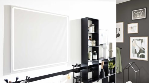 Badmöbel-Set Interliving aus Holz in Grau Interliving Bad Serie 7317 - Badmöbel-Set mit viel Zubehör Schiefergrau