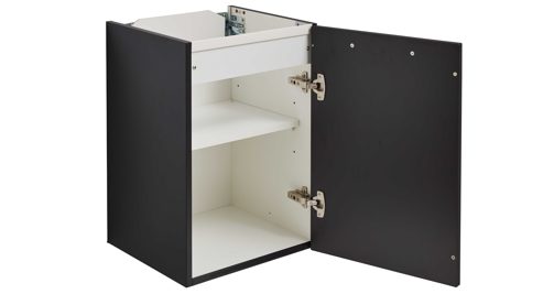 Waschtisch-Set / Waschbecken-Set Interliving aus Holz in Schwarz Interliving Bad Serie 7961 - Waschtischkombination graphitschwarzes Lacklaminat & weiße Keramik