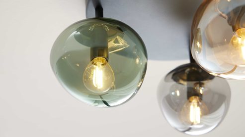 Deckenleuchte Interliving aus Glas in Mehrfarbig Interliving Leuchten Serie 9350 - Deckenlampe Glas in Amber, Grün & Rauch - Durchmesser ca. 39 cm