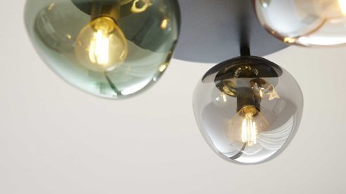 Deckenleuchte Interliving aus Glas in Mehrfarbig Interliving Leuchten Serie 9350 - Deckenlampe Glas in Amber, Grün & Rauch - Durchmesser ca. 39 cm