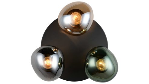 Deckenleuchte Interliving aus Glas in Mehrfarbig Interliving Leuchten Serie 9350 - Deckenlampe Glas in Amber, Grün & Rauch - Durchmesser ca. 39 cm