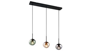 Pendelleuchte Interliving aus Glas in Mehrfarbig Interliving Leuchten Serie 9350 - Hängelampe Glas in Amber, Grün & Rauch - drei Lampenschirme