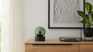 Tischleuchte Interliving aus Glas in Grün Interliving Leuchten Serie 9350 - Tischlampe grünes Glas - Höhe ca. 19 cm