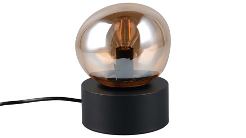 Tischleuchte Interliving aus Glas in Hellbraun Interliving Leuchten Serie 9350 - Tischlampe amberfarbenes Glas - Höhe ca. 19 cm