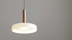 Pendelleuchte Interliving aus Metall in Hellgrau Interliving Leuchten Serie 9351 - Hängelampe warmgraues & kaffeefarbenes Metall - ein Lampenschirm