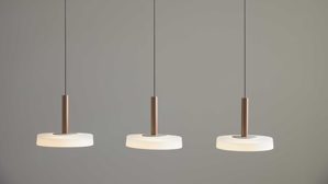 Pendelleuchte Interliving aus Metall in Hellgrau Interliving Leuchten Serie 9351 - Hängelampe warmgraues & kaffeefarbenes Metall - drei Lampenschirme