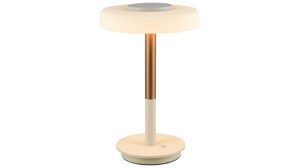 Tischleuchte Interliving aus Metall in Hellgrau Interliving Leuchten Serie 9351 - Tischlampe warmgraues & kaffeefarbenes Metall - Höhe ca. 35 cm