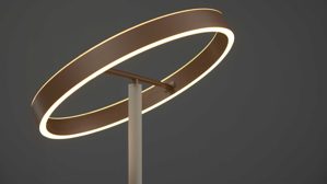 Stehleuchte Interliving aus Metall in Hellgrau Interliving Leuchten Serie 9352 - Stehlampe mit Leselicht warmgraues & kaffeefarbenes Metall - Höhe ca. 180 cm