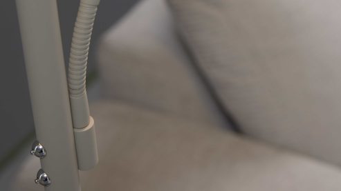 Stehleuchte Interliving aus Metall in Hellgrau Interliving Leuchten Serie 9352 - Stehlampe mit Leselicht warmgraues & kaffeefarbenes Metall - Höhe ca. 180 cm