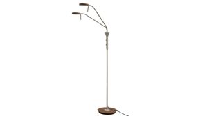 Stehleuchte Interliving aus Metall in Hellgrau Interliving Leuchten Serie 9352 - Stehlampe mit zwei Flexarmen warmgraues & kaffeefarbenes Metall - Höhe ca. 160 cm