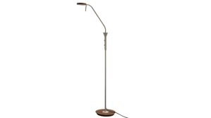 Stehleuchte Interliving aus Metall in Hellgrau Interliving Leuchten Serie 9352 - Stehlampe mit Flexarm warmgraues & kaffeefarbenes Metall - Höhe ca. 145 cm