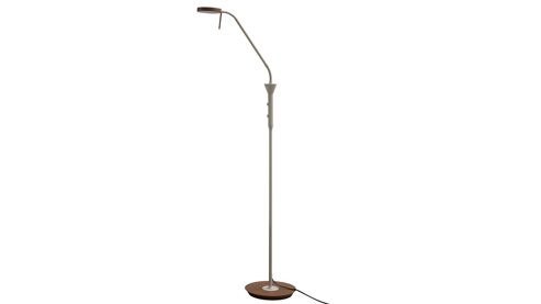 Stehleuchte Interliving aus Metall in Hellgrau Interliving Leuchten Serie 9352 - Stehlampe mit Flexarm warmgraues & kaffeefarbenes Metall - Höhe ca. 145 cm