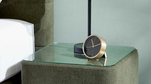 Nachttisch Interliving aus Stoff in Dunkelgrün Interliving Boxspringbett Serie 1402 - Nachtkonsole moosgrüne Mikrofaser Nele 432008