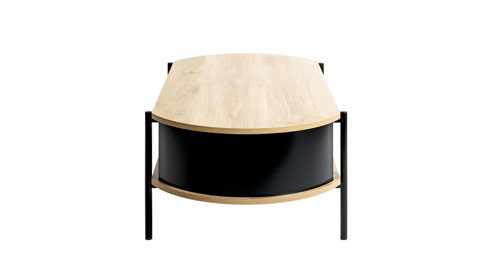 Couchtisch Haku aus Holz in Holzfarben Couchtisch Eiche natur & schwarzes Metallgestell - Breite ca. 100 cm