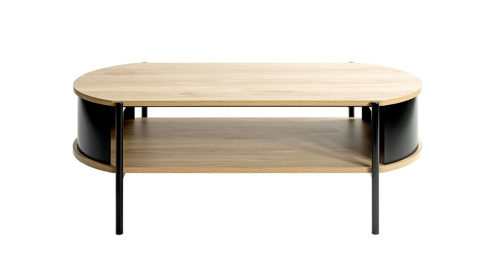 Couchtisch Haku aus Holz in Holzfarben Couchtisch Eiche natur & schwarzes Metallgestell - Breite ca. 100 cm