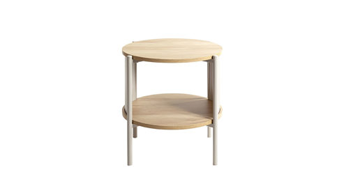 Beistelltisch Haku aus Holz in Holzfarben Beistelltisch Eiche natur & graues Metallgestell - ca. 44 x 44 cm