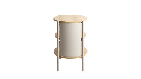 Beistelltisch Haku aus Holz in Holzfarben Beistelltisch Eiche natur & graues Metallgestell - ca. 44 x 60 cm