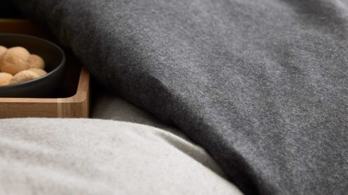 Bettwäsche-Set Interliving aus Stoff in Anthrazit Interliving Bettwäsche Serie 9118 - Biberbettwäsche Anthrazit & Hellgrau - ca. 80 x 80 cm und 155 x 220 cm