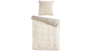 Bettwäsche-Set Interliving aus Stoff in Beige Interliving Bettwäsche Serie 9118 - Biberbettwäsche mit zwei Kopfkissenbezügen Creme & Cappuccino - ca. 60 x 80 cm und ca. 155 x 220 cm
