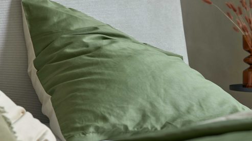 Bettwäsche-Set Interliving aus Stoff in Grün Interliving Bettwäsche Serie 9128 salbeifarbener Baumwollsatin - ca. 135 x 200 cm