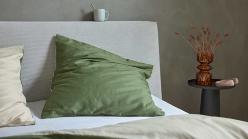 Bettwäsche-Set Interliving aus Stoff in Grün Interliving Bettwäsche Serie 9128 salbeifarbener Baumwollsatin - ca. 135 x 200 cm