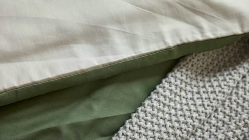 Bettwäsche-Set Interliving aus Stoff in Grün Interliving Bettwäsche Serie 9128 salbeifarbener Baumwollsatin - ca. 135 x 200 cm