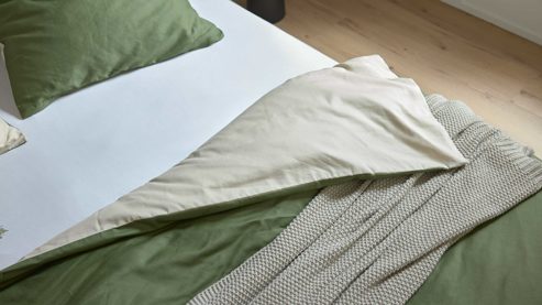 Bettwäsche-Set Interliving aus Stoff in Grün Interliving Bettwäsche Serie 9128 salbeifarbener Baumwollsatin - ca. 135 x 200 cm