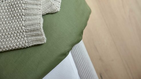 Bettwäsche-Set Interliving aus Stoff in Grün Interliving Bettwäsche Serie 9128 salbeifarbener Baumwollsatin - ca. 135 x 200 cm