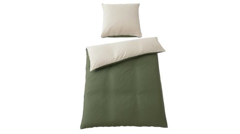 Bettwäsche-Set Interliving aus Stoff in Grün Interliving Bettwäsche Serie 9128 salbeifarbener Baumwollsatin - ca. 135 x 200 cm