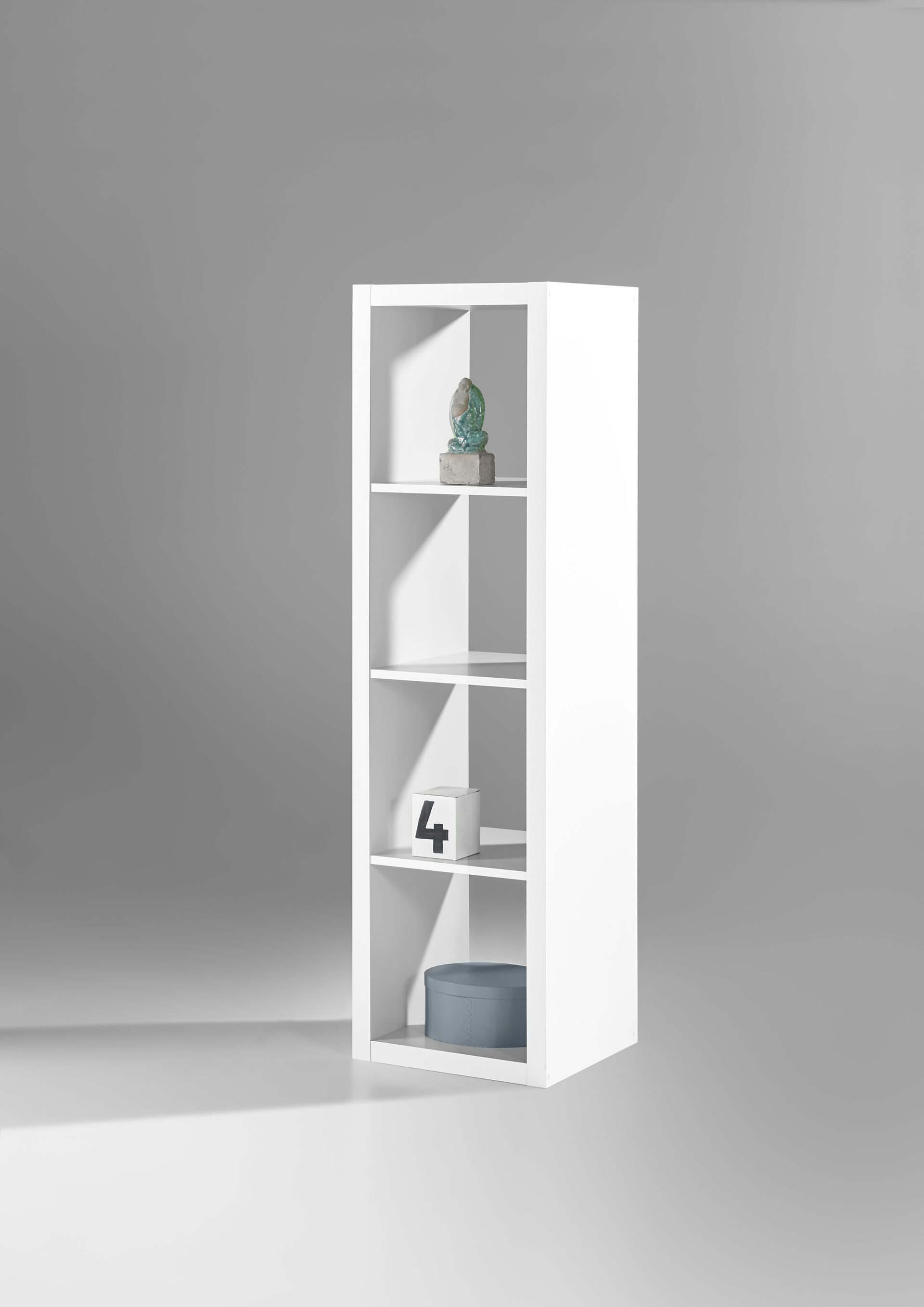 Raumteiler Bega-consult aus Holz in Weiß Raumteiler auch als Bücherregal einsetzbar mattweiße Kunststoffoberflächen - vier  Fächer, ca. 41 x 147 x 38 cm