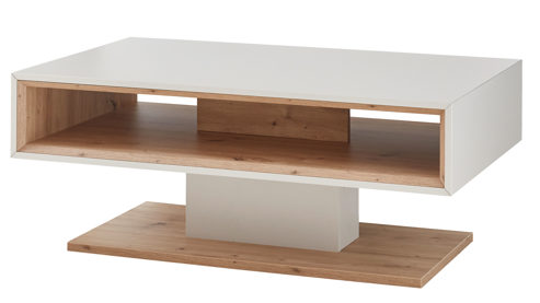 Couchtisch MIVIVO aus Holz in Weiß MIVIVO Wohnmöbel Coruna - Couchtisch Kaschmir & Artisan Eiche - ca. 110 x 75 cm