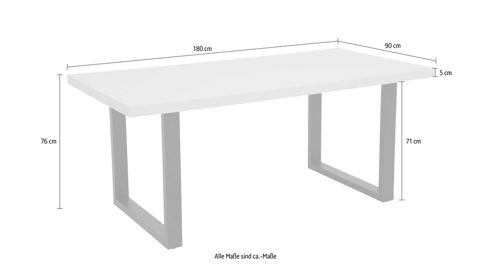 Esstisch Hela aus Holz in Hellgrau Esstisch Meran T Cashmere 45-03 & Schwarz - ca. 180 x 90 cm