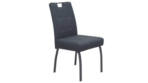Polsterstuhl Hela aus Stoff in Anthrazit Polsterstuhl Linz S Anthrazit & schwarzes Metall